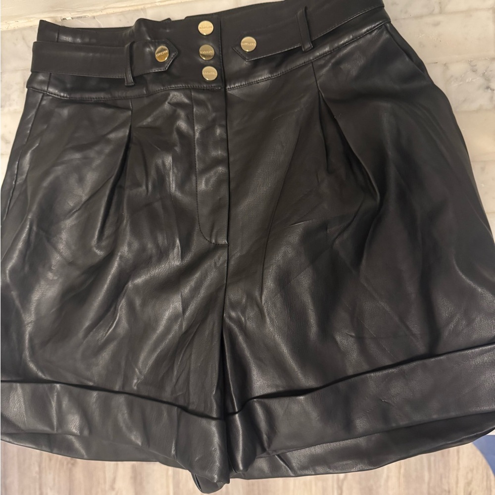 Guess Black High Waist Leather Shorts
